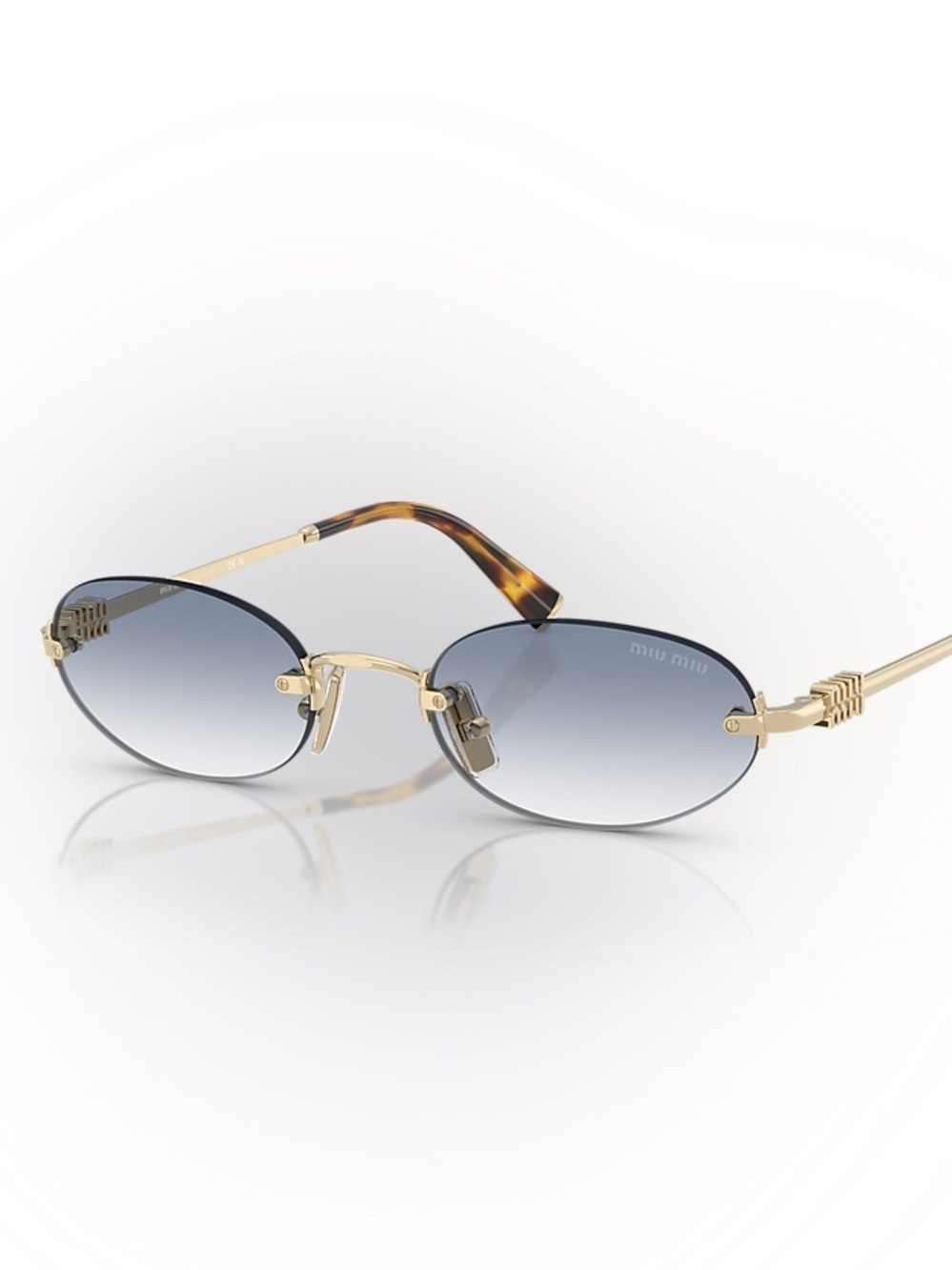 Miu Miu Men’s Blue Gradient Rimless Sunglasses - Gold Frame